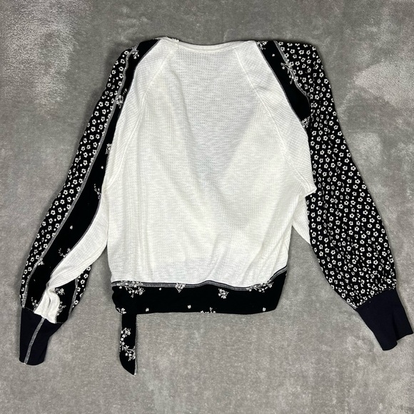 Free People Top Womens Large Auxton Thermal Floral Faux Wrap Hippie Ling Sleeve - Picture 7 of 10